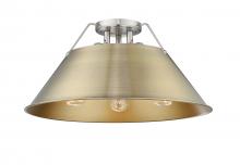  3306-3FM PW-AB - Orwell 3-Light Flush Mount in Pewter with Aged Brass